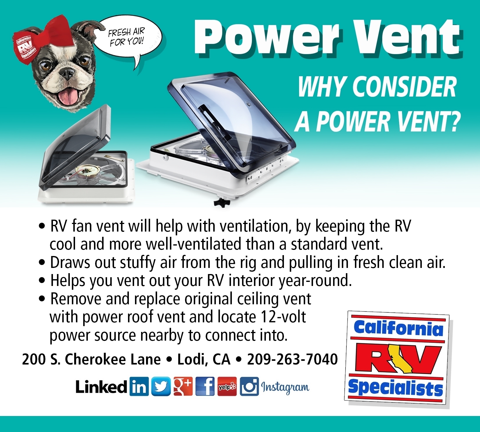 Power Ventilation System For Your RV - California RV Specialists
