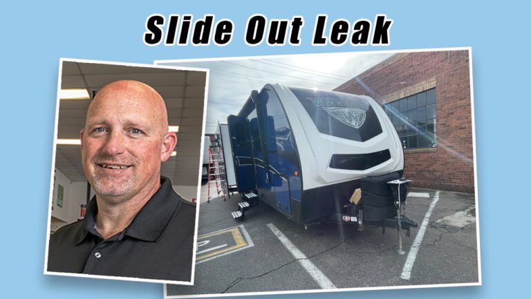 Where does water come in around RV slide outs and cause damage?