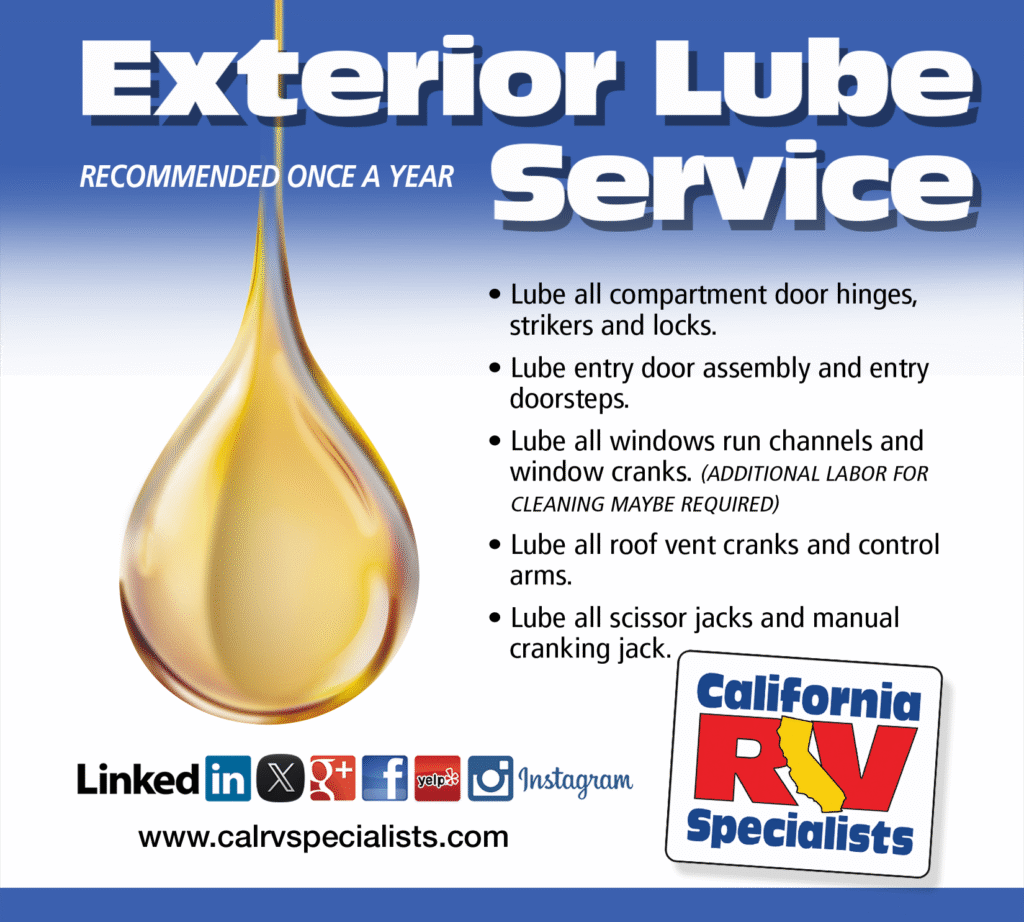 EXTERIOR LUBRICATION Service - California RV Specialists