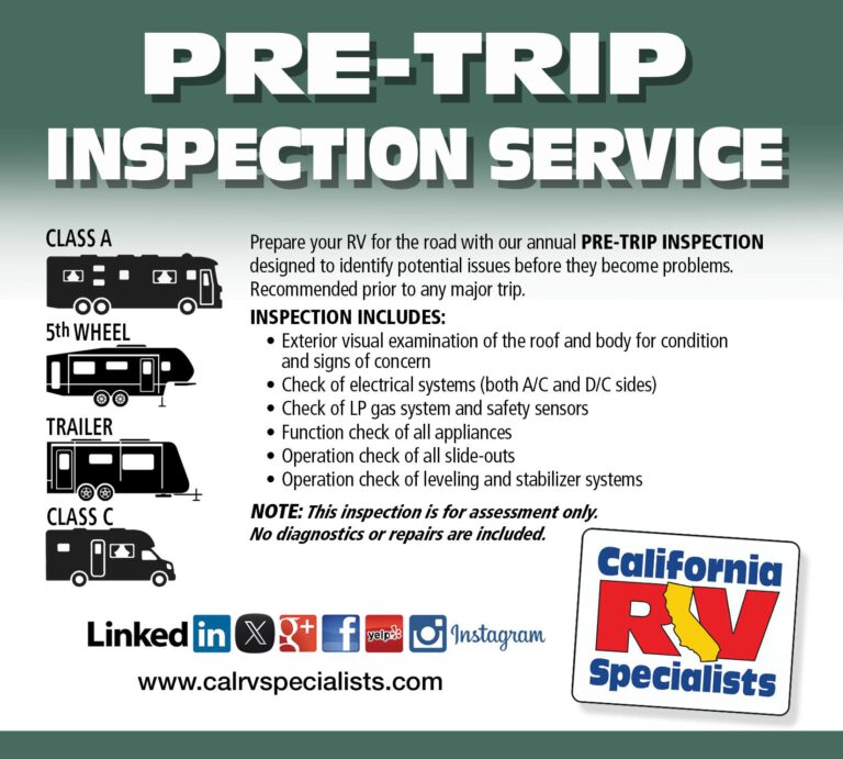 RV Pre-Trip Inspection Service – California RV Specialists in Lodi, CA