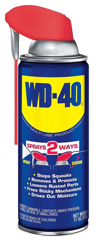 WD-40 multi-use spray can with a red straw attached for precision application